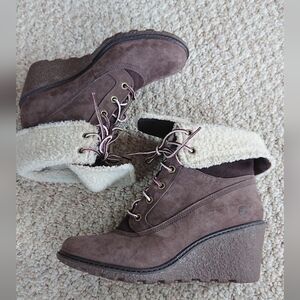 Timberland Earthkeepers Amston Roll Top brown Wedge Boots size 7.5